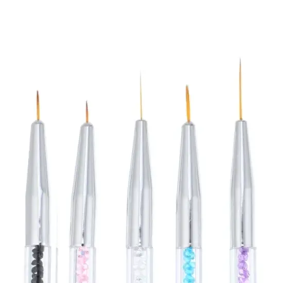 Unique Bargains Nylon Double-Ended Rhinestone-Handled Nail Art Brushes Multicolored 5 Pcs image {1}