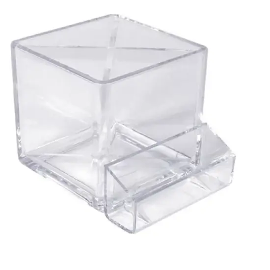 Azar Displays 4" Cube Pencil Holder with Divider & Business Card Pocket image {2}