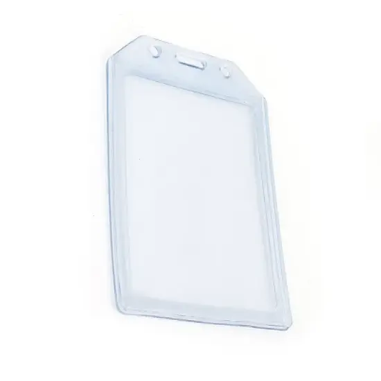 Unique Bargains Clear Blue PVC Vertical Name Tag ID Work Exhibition Badge Card Holder image {3}