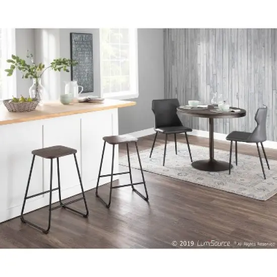 Set of 2 Zac Industrial Counter Height Barstool Espresso - LumiSource image {7}