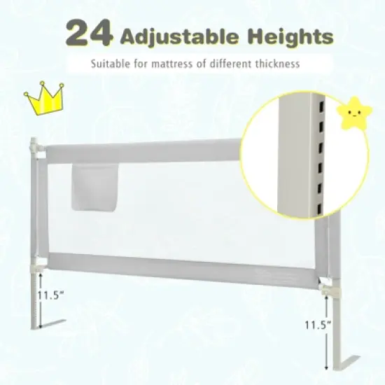 Infans 69.5" Bed Rails for Toddlers Vertical Lifting Baby Bed Rail Guard with Lock Grey image {3}