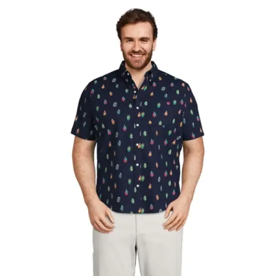 Lands' End Men's Traditional Fit Short Sleeve Essential Lightweight Poplin image {12}