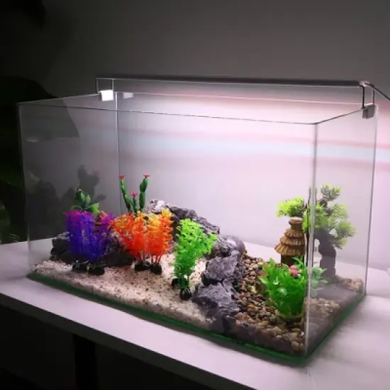 Unique Bargains Aquarium Plastic Plants Tree for Fish Tank Landscape Decor 4.72" 2 Pcs image {1}