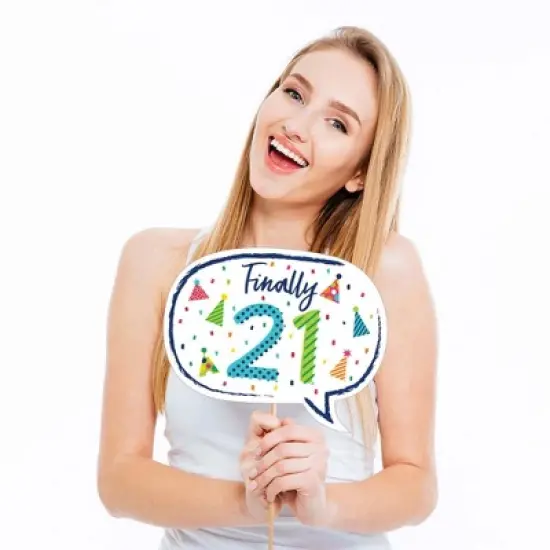 Big Dot of Happiness 21st Birthday - Cheerful Happy Birthday - Colorful Twenty-First Birthday Party Photo Booth Props Kit - 20 Count image {2}