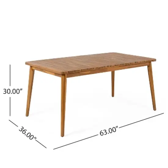 Christopher Knight Home Farrah Outdoor Acacia Wood Salt Design 6 Seater Dining Table image {2}
