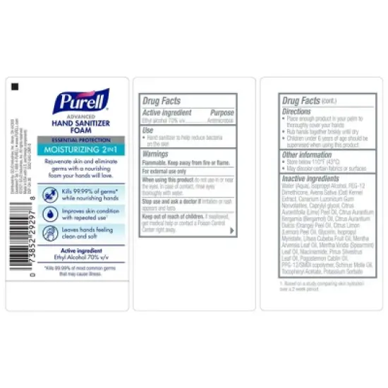 Purell 2-in-1 Essential Protection Foam Hand Sanitizer - Citrus Scent - 10 fl oz image {2}