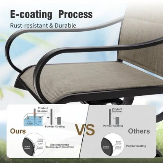 Captiva Designs 7pc Outdoor Patio Metal Rectangle Dining Table & Textilene Swivel Chairs image {8}