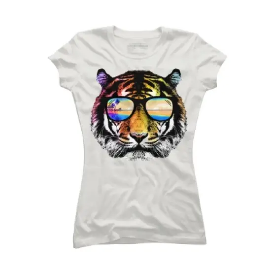 Junior's Design By Humans Summer Tiger By clingcling T-Shirt image {3}