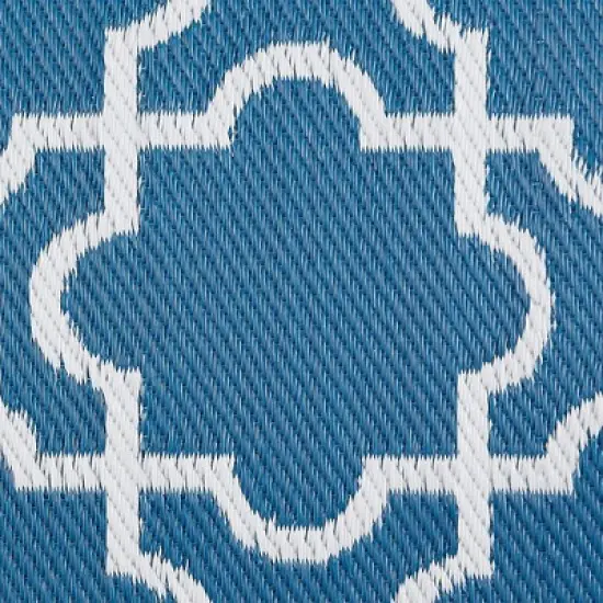 DII Design Imports Indoor Outdoor 3 x 6 Foot Reversible Lattice Woven Rectangular Runner Rug for Decks, Patios, Living Rooms, and Kitchens, Blue image {1}