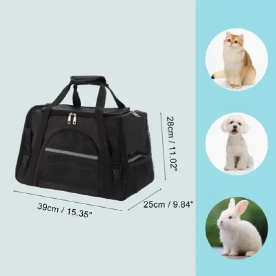 Unique Bargains Dog Carrier Cat Carrier Black 1 Pc image {3}