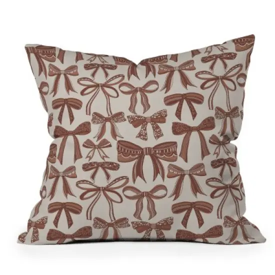16"x16" Deny Designs Valentina Ramos Bows Mocha Mousse Square Outdoor Throw Pillow Beige image {4}