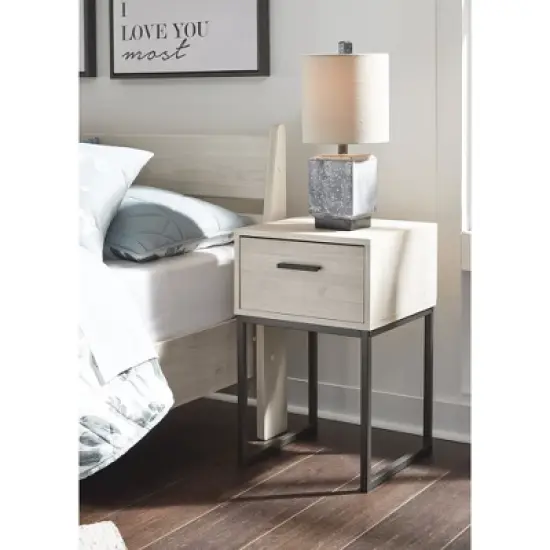 Signature Design by Ashley Contemporary Socalle 1 Drawer Nightstand, Light Natural image {4}