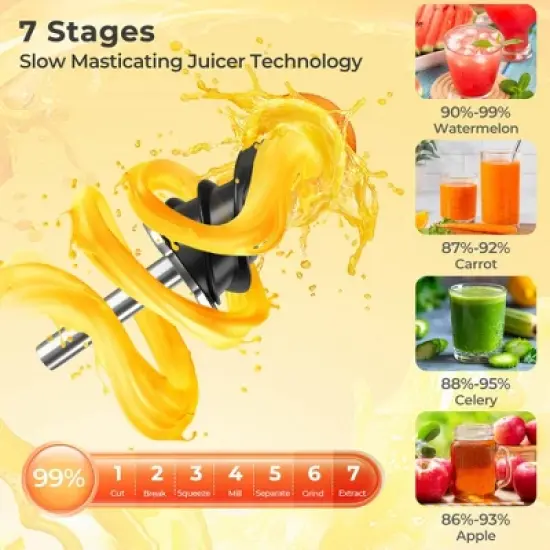 Costway Cold Press Juicer Machine Professional Slow Masticating Juicer with Reverse Button image {7}