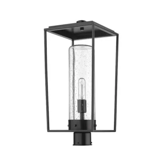 Sheridan Outdoor Post Mount Fixture - Black Aluminum Lantern, Dimmable, Wet Rated, 100W image {2}