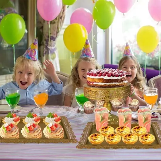 Gold Cake Stand Set,Metal Round Cake Stand Cookie & Dessert Display Tray,Banquet Tower Tray with Handle Perfect for Any Party Celebration(5 Sizes) image {2}