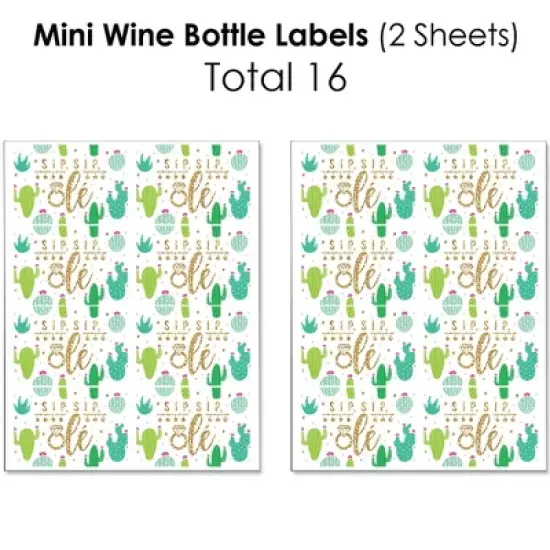 Big Dot of Happiness Final Fiesta - Mini Wine, Wine, & Water Bottle Labels - Last Fiesta Bachelorette Party Decorations - Beverage Bar Kit - 34 Pieces image {2}