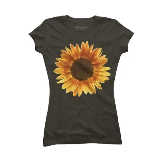 Junior's Design By Humans Sunflower By Maryedenoa T-Shirt image {6}