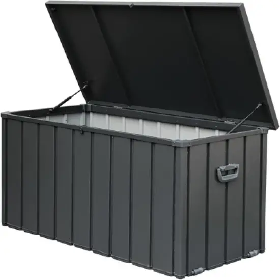Cesicia Outdoor Storage Deck Box Waterproof, Large Lockable Patio Storage Bin for Garden Tools, Dark Gray image {8}