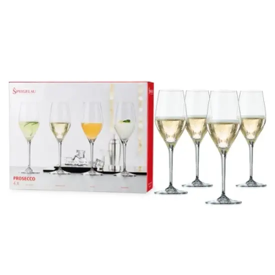 Spiegelau Prosecco Wine Glasses Set of 4 - Crystal, Classic Stemmed, Dishwasher Safe, Professional Quality Wine Glass Gift Set - 9.1 oz, Clear image {5}