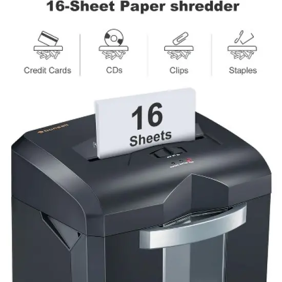 Bonsaii 16-Sheet Micro Cut Paper Shredder, 60 Min Run Time, P-4 Security, 6 Gal Pullout Basket, Commercial Grade for Office Use image {1}