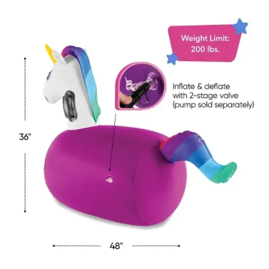 HearthSong Set of 2 Inflatable Unicorn Ride On Bouncer Hop Toy for Kids' Active Play image {2}