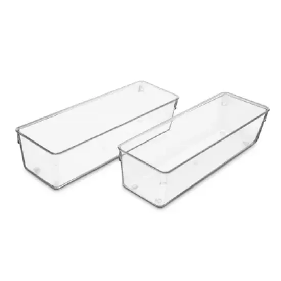 Sorbus Narrow Clear Drawer Organizer 2 Pack - high-quality durable - organize the office, kitchen, bathroom, and more - BPA-free image {2}