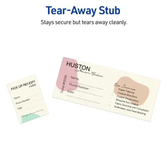 Avery Printable Rectangle Tickets, 2-3/4" x 8-1/2", Matte Ivory Cardstock, Laser/Inkjet, 40 Total image {3}