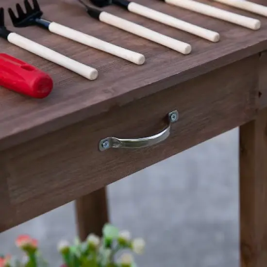 PAGED Wooden Outdoor Potting Bench Table with Removable Sink, Garden Potting Table for Outdoors with Chalkboard, Drawer, Open Shelf Storage image {5}