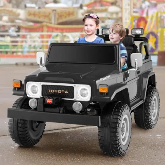 Costway 12V Licensed Toyota FJ40 RC 2 Seater Ride On Truck Car w/ Laser Light & Music RC w/ Laser Light & Music image {1}