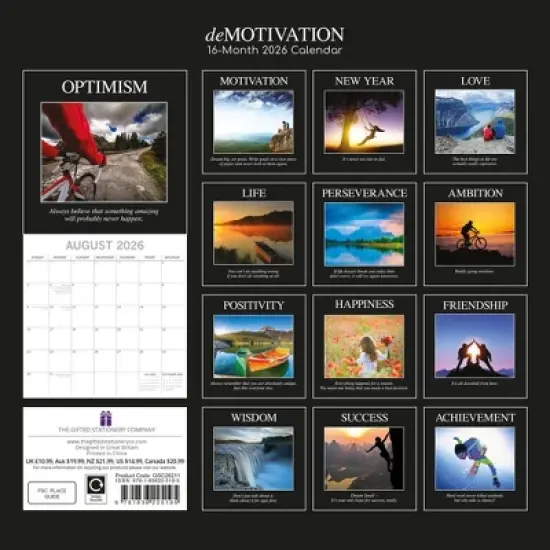 2026 Square Wall Calendar, Demotivation, 16-Month Funny Corner Theme with 180 Reminder Stickers (12x12 In) image {3}