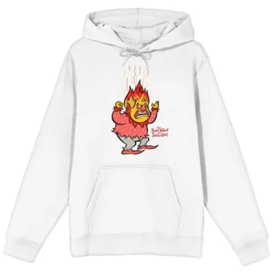 The Year Without Santa Claus "Heat Miser" With Raised Hands Men's White Graphic Hoodie image {5}