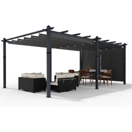 12x20 Ft Aluminum Pergola Oversize Outdoor Metal Gazebo with Retractable Canopy Outdoor Shelter for Modern Backyard Deck Porch Grape Trellis image {1}