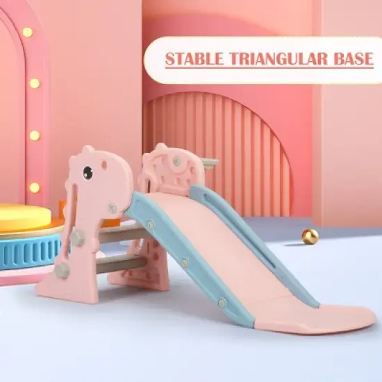 INFURNIC Baby Activity Gyms Adorable Dinosaur Kids Slide, Freestanding with Basketball Hoop, PP and PE Materials, Multicolored, 26.77"*5.91"*15.35" image {2}