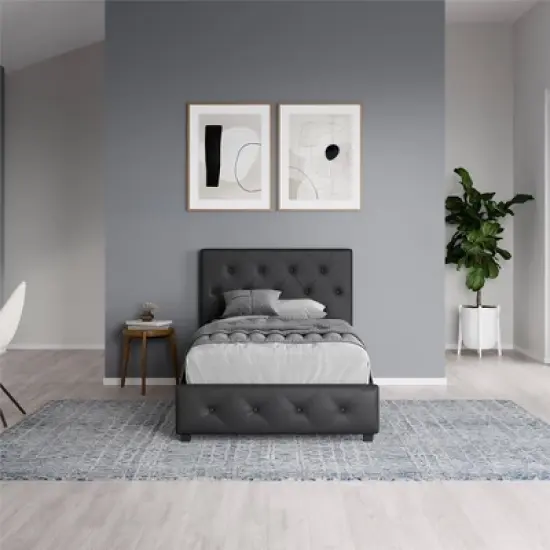 Dalia Tufted Faux Leather Bed - Room & Joy image {1}