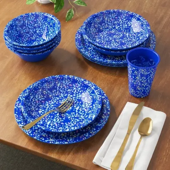 34oz Plastic Terrazzo Candid Cobalt Cereal Bowl Blue - Room Essentials&trade; image {1}