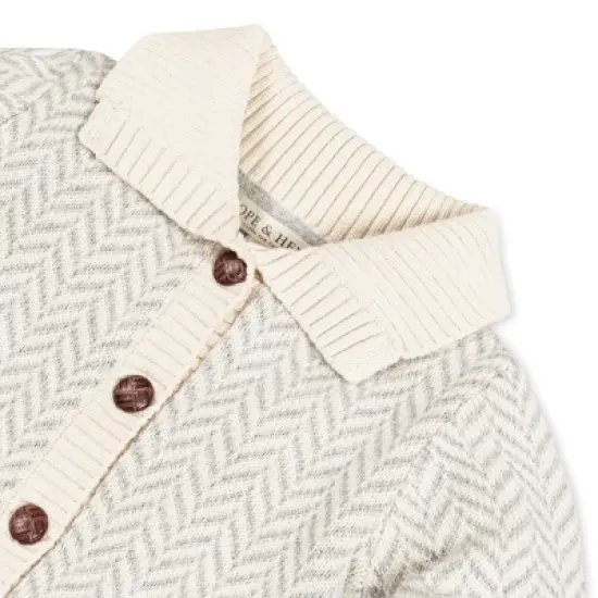 Hope & Henry Girls' Long Sleeve Flounce Collar Button Front Peplum Sweater, Infant image {1}