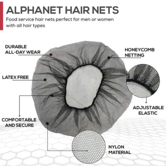 Bison Life Alphanet Disposable 24" Nylon Honeycomb Hair Net for Women & Men - 100 Pcs image {3}