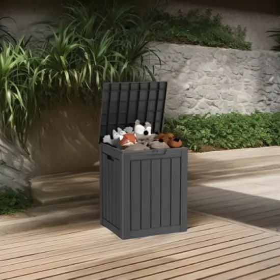 NAYSAYE Deck Box 28 Gal Outdoor Storage Deck Box, Small Patio Storage Bin for Garden Tools image {3}