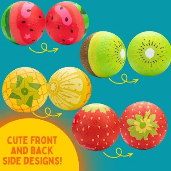 Fruit Themed Playground Balls (8.5 inches) w Air Pump- Recess Dodgeball, Kickball, Gagaball Official Play & School -Fun Outdoor Toys & Gifts for Kids image {4}