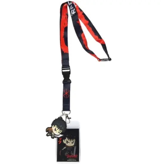 Berserk ID Lanyard Badge Holder w/ Guts Rubber Pendant for Keys Keychain Wallet image {4}