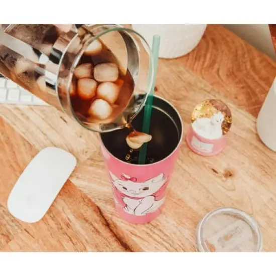 Silver Buffalo Disney The Aristocats Marie "Bonjour" Stainless Steel Tumbler | Holds 22 Ounces image {5}