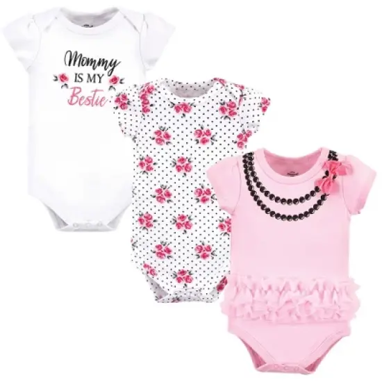 Little Treasure Baby Girl Cotton Bodysuits 3pk, Bestie image {1}