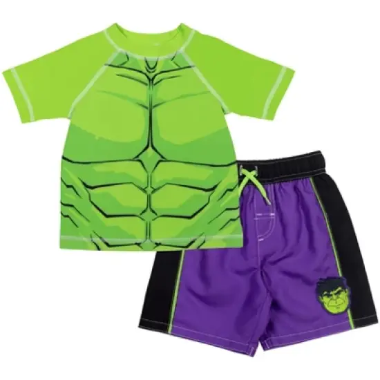 Marvel Avengers Rash Guard and Swim Trunks Outfit Set Toddler to Little Kid image {7}