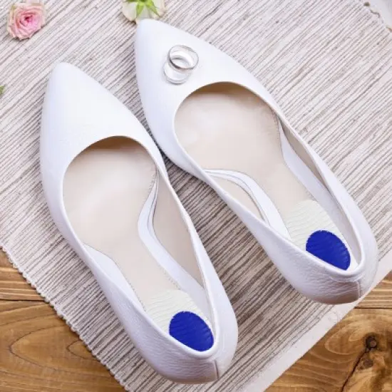 Unique Bargains Silicone Heel Support Cup Pads Orthotic Insole Plantar Care Heel Pads Ripple Pattern Size 33-39 4Pcs image {1}