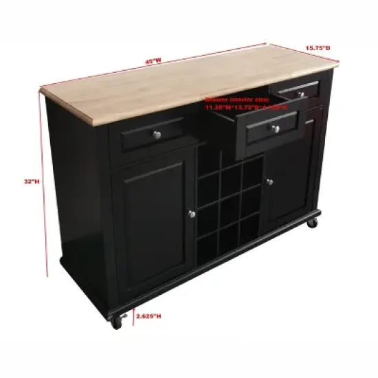 Kings Brand Furniture Wine Rack Sideboard Buffet Server Console Table With Storage, Black image {9}