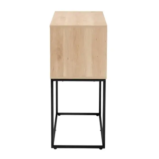 Amelia Wood Rattan Sideboard Buffet Dining Cabinet Natural Brown/Black - Baxton Studio image {4}