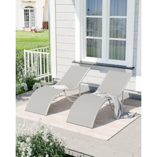 Chaise Lounge Set of 2 - Outdoor Chairs, All-Weather Textilene Mesh & Steel Frame - Poolside, Beach, Backyard Sun Loungers for Patio, Deck & Garden image {9}