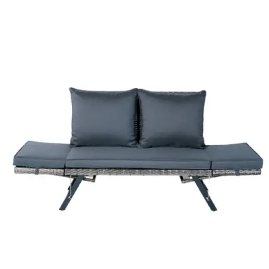 Whisen Wicker Patio Foldable Bench image {6}