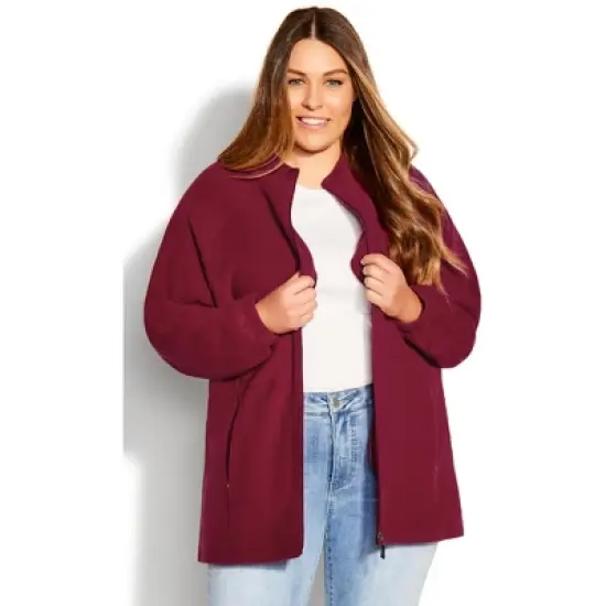 Women's Plus Size Polar Fleece Zip Jacket - Plum | AVENUE image {3}