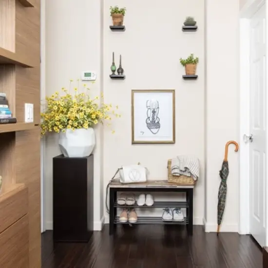 31.5" Entryway Storage Bench and Shoe Rack Distressed Wood Finish Brown - Danya B. image {4}